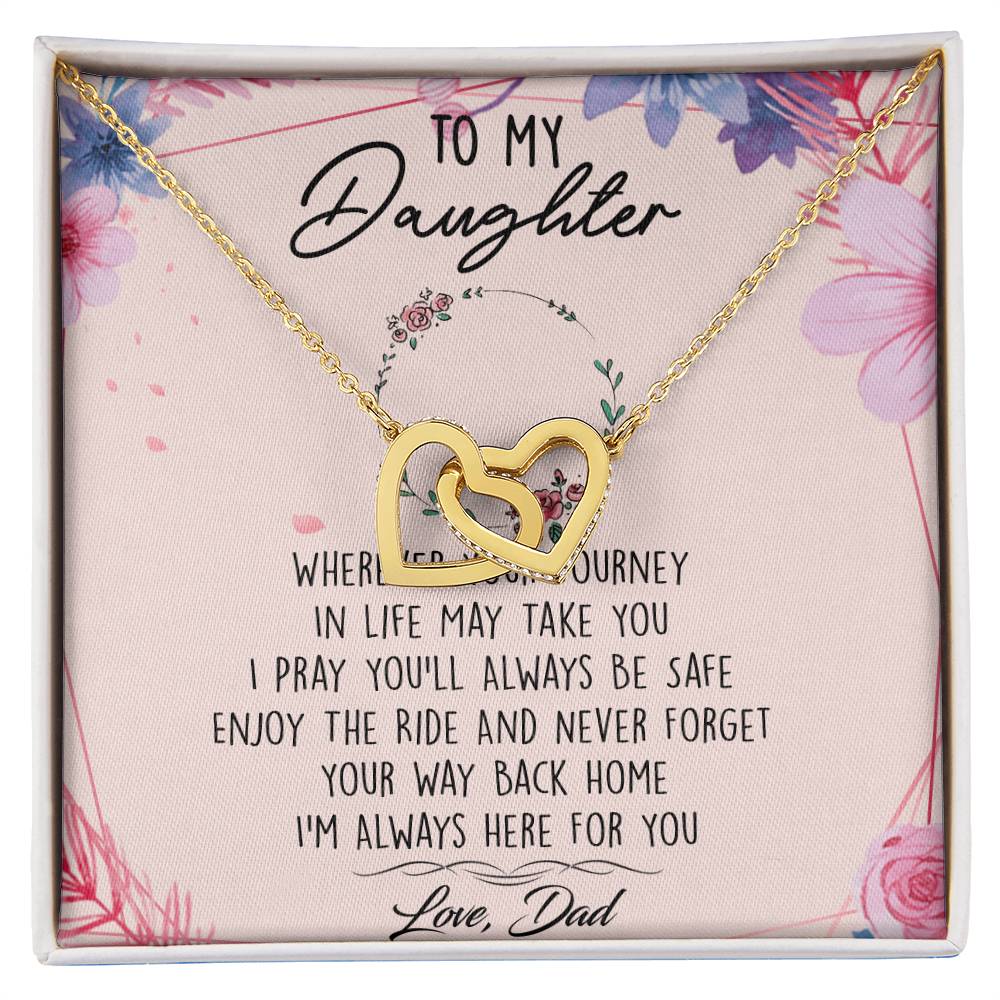 To My Daughter Interlocking Hearts Necklace Message Card