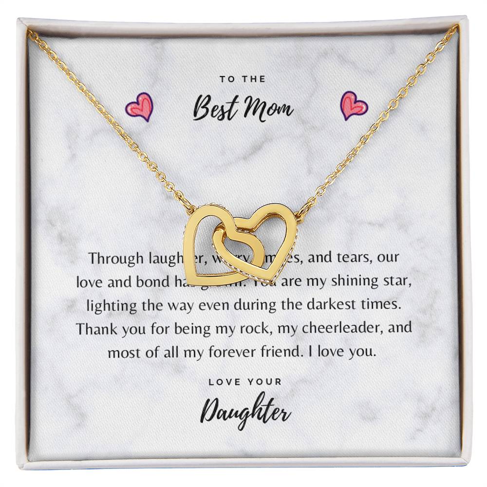 To The Best Mom Love Daughter Hearts Necklace Mother’S Day Birthday Gift Interlocking Hearts Necklace