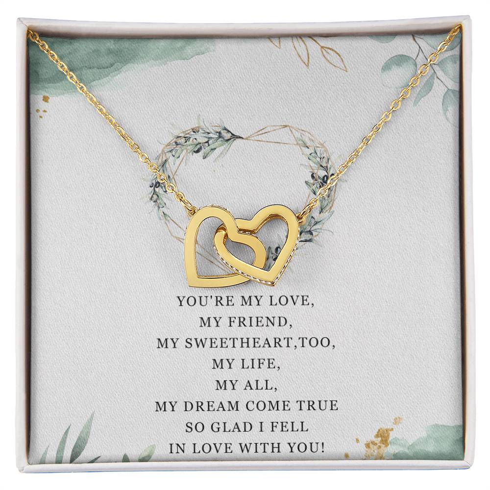 To My Girlfriend Interlocking Hearts Necklace Message Card