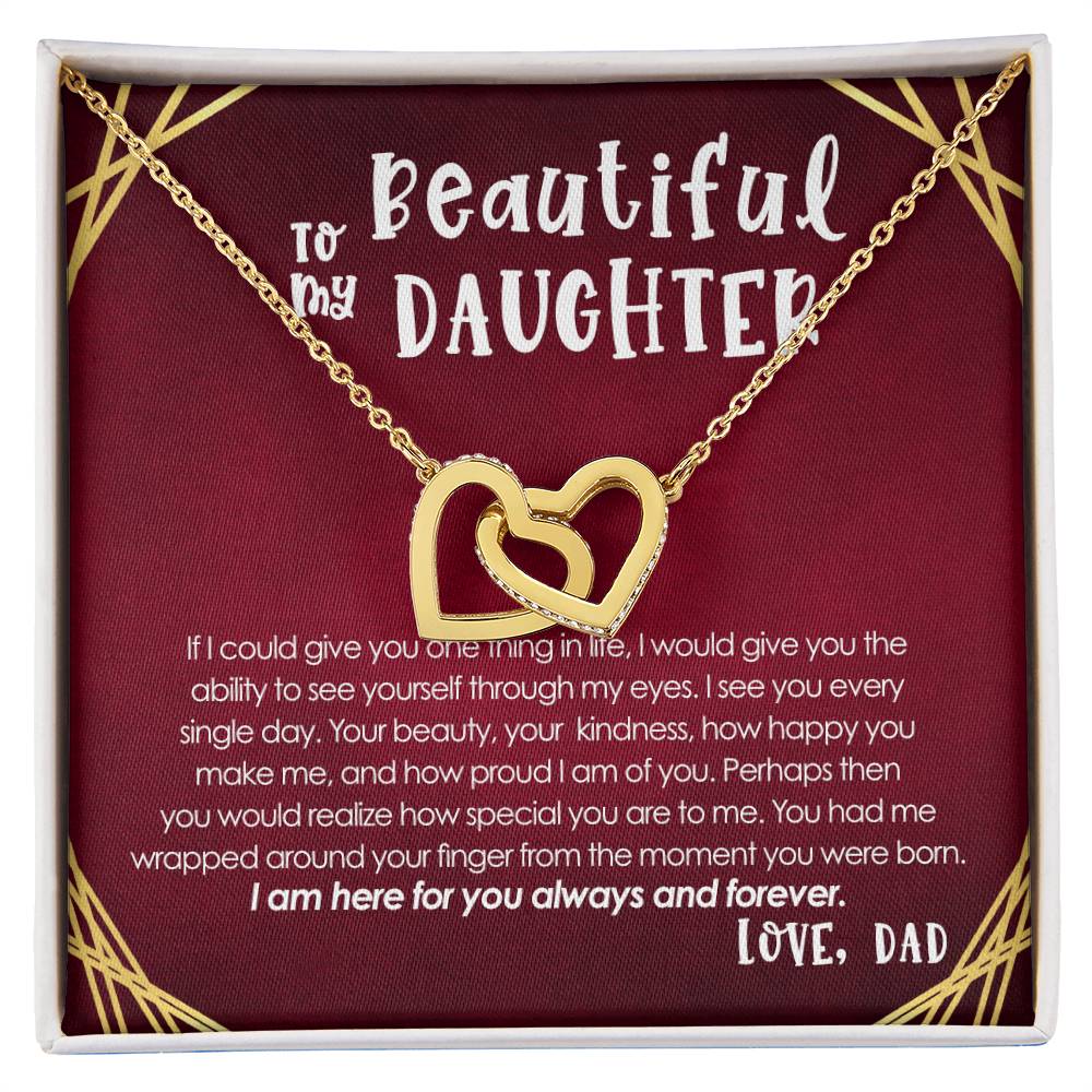 To My Beautiful Daughter Interlocking Hearts Necklace