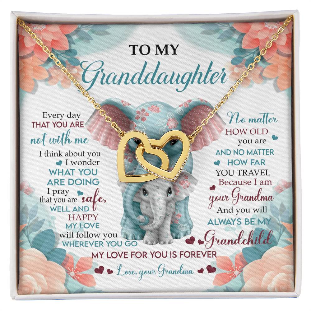 To My Granddaughter Interlocking Hearts Necklace