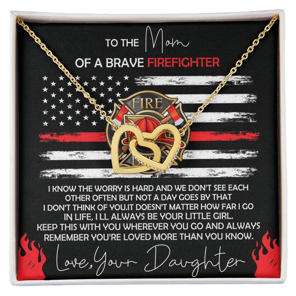Firefighter Mom Necklace Gift From Daughter Interlocking Hearts Necklace