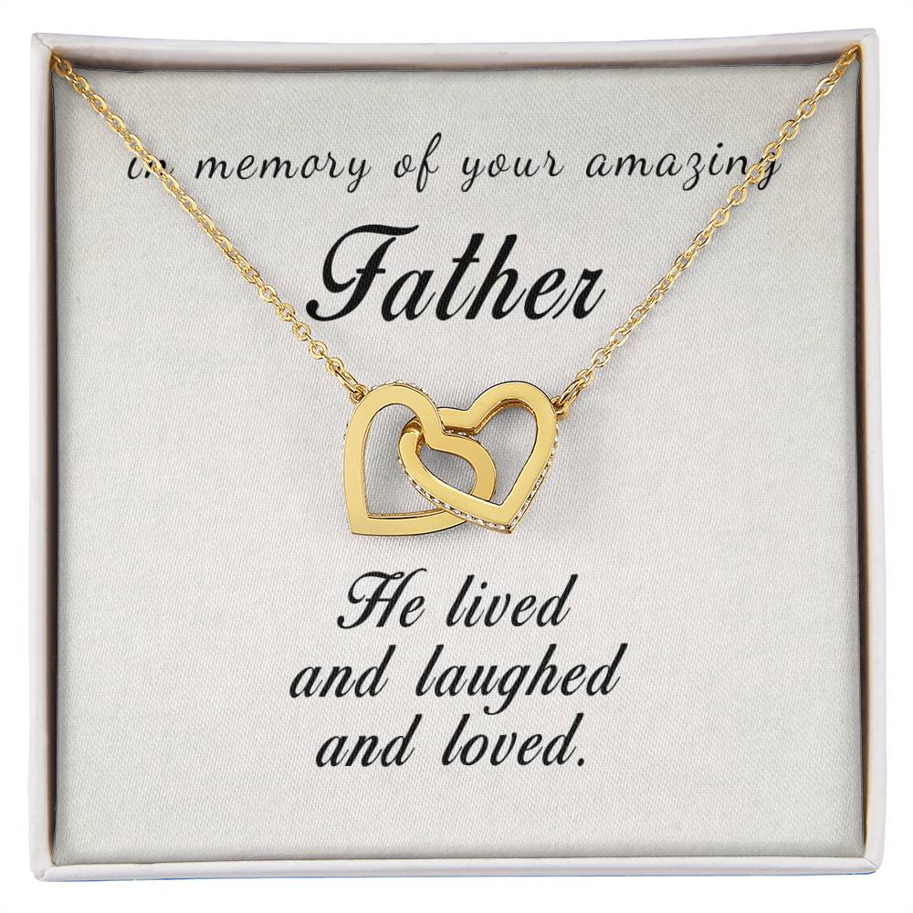 In Memory Of Your Amazing Father Interlocking Hearts Necklace