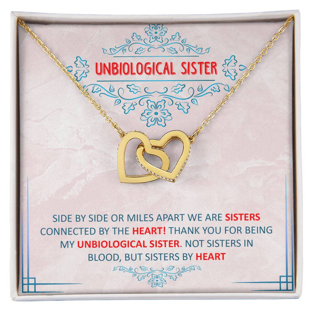 Unbiological Sister Necklace Gift Interlocking Hearts Necklace