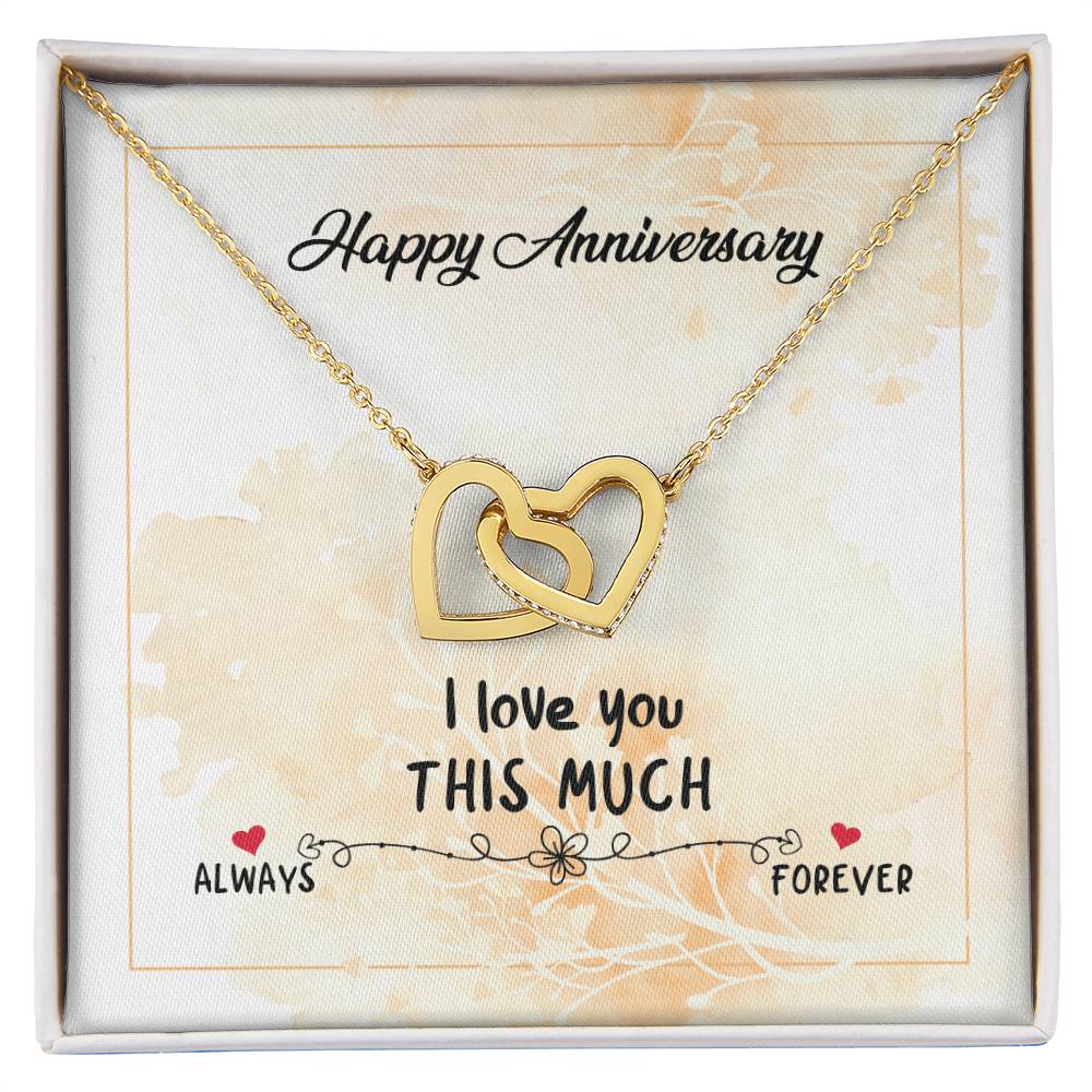 Happy Anniversary - Forever Love Double Love Silver Necklace For Wife Husband Girlfriend Boyfriend Significant Other So. Interlocking Hearts Necklace