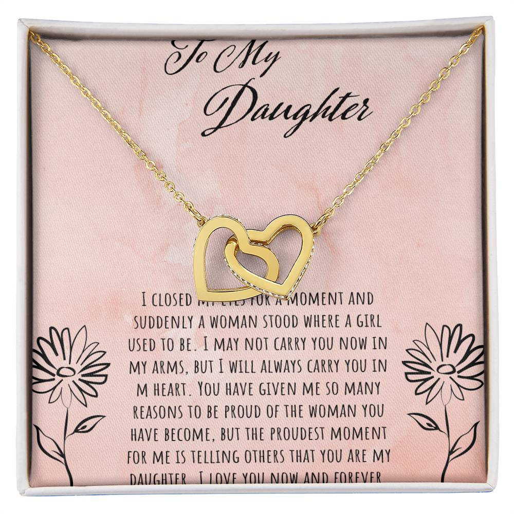 To My Daughter I Close My Eyes For A Moment Interlocking Hearts Necklace