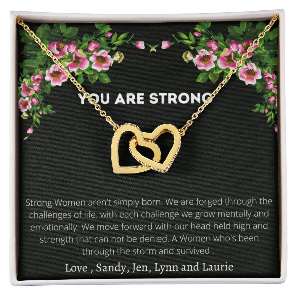 You Are Strong Interlocking Hearts Necklace