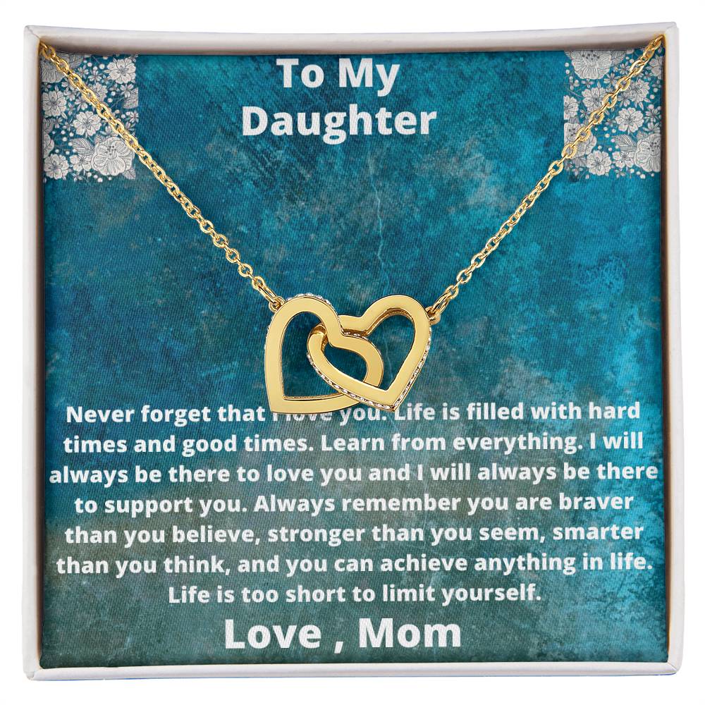 To My Daughter Love From Mom Interlocking Hearts Necklace