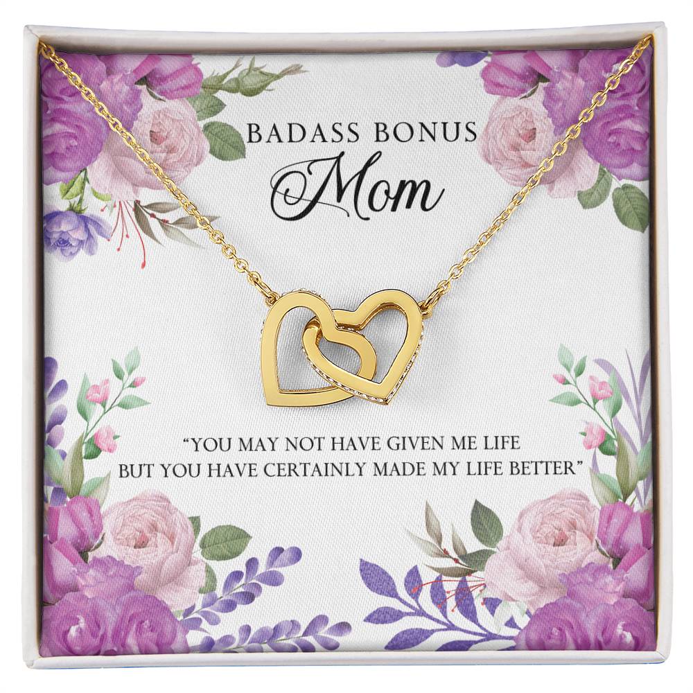 Badass Bonus Mom Interlocking Hearts Necklace