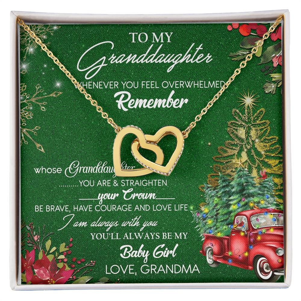 To My Granddaughter My Baby Girl Interlocking Hearts Necklace Christmas Message Card