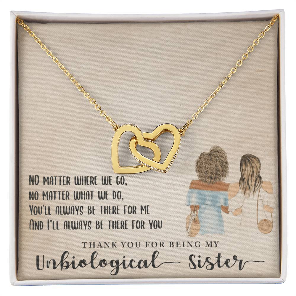 Unbiological Sister Necklace Best Friend Forever Bff Interlocking Hearts Necklace