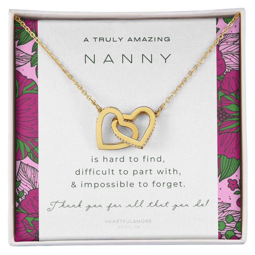 Nanny Appreciation Necklace Gift Nanny Thank You Gift Thank You Nanny Gift For Nanny Leaving A Truly Amazing Babysitter Gift Best Nanny Interlocking Hearts Necklace