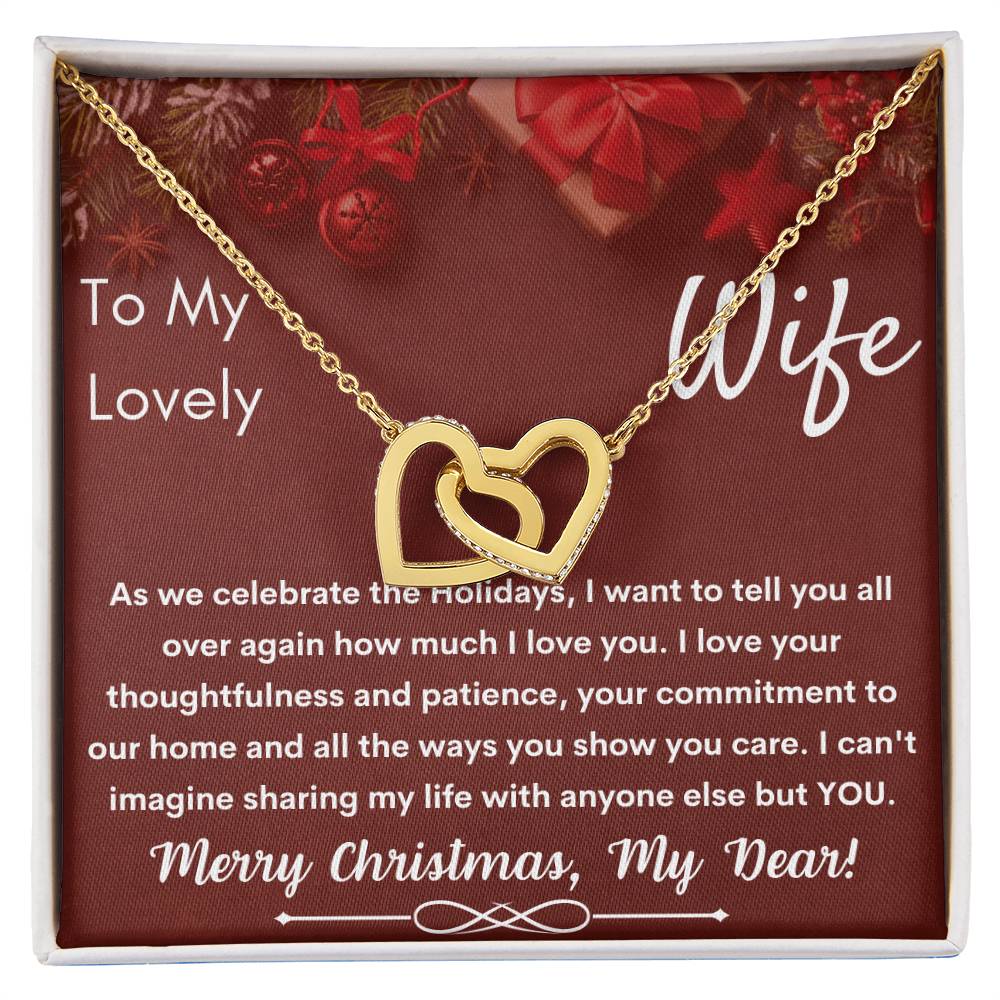 To My Lovely Wife - Merry Christmas - Necklace Interlocking Hearts Necklace