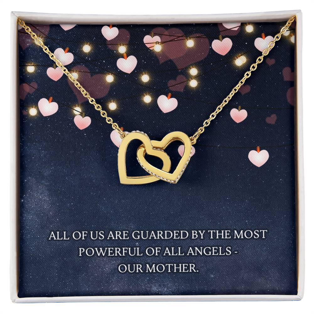 Guarded By Our Angel Mother Interlocking Hearts Necklace