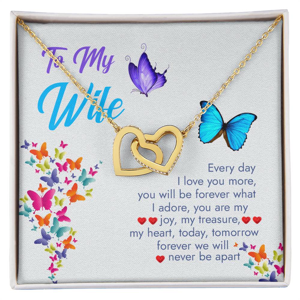 Interlocking Heart Necklace Husband To Wife Gift Wife Necklace Gift Anniversary Gift For Wife Wife Necklace Message Card Wife Gift Interlocking Hearts Necklace