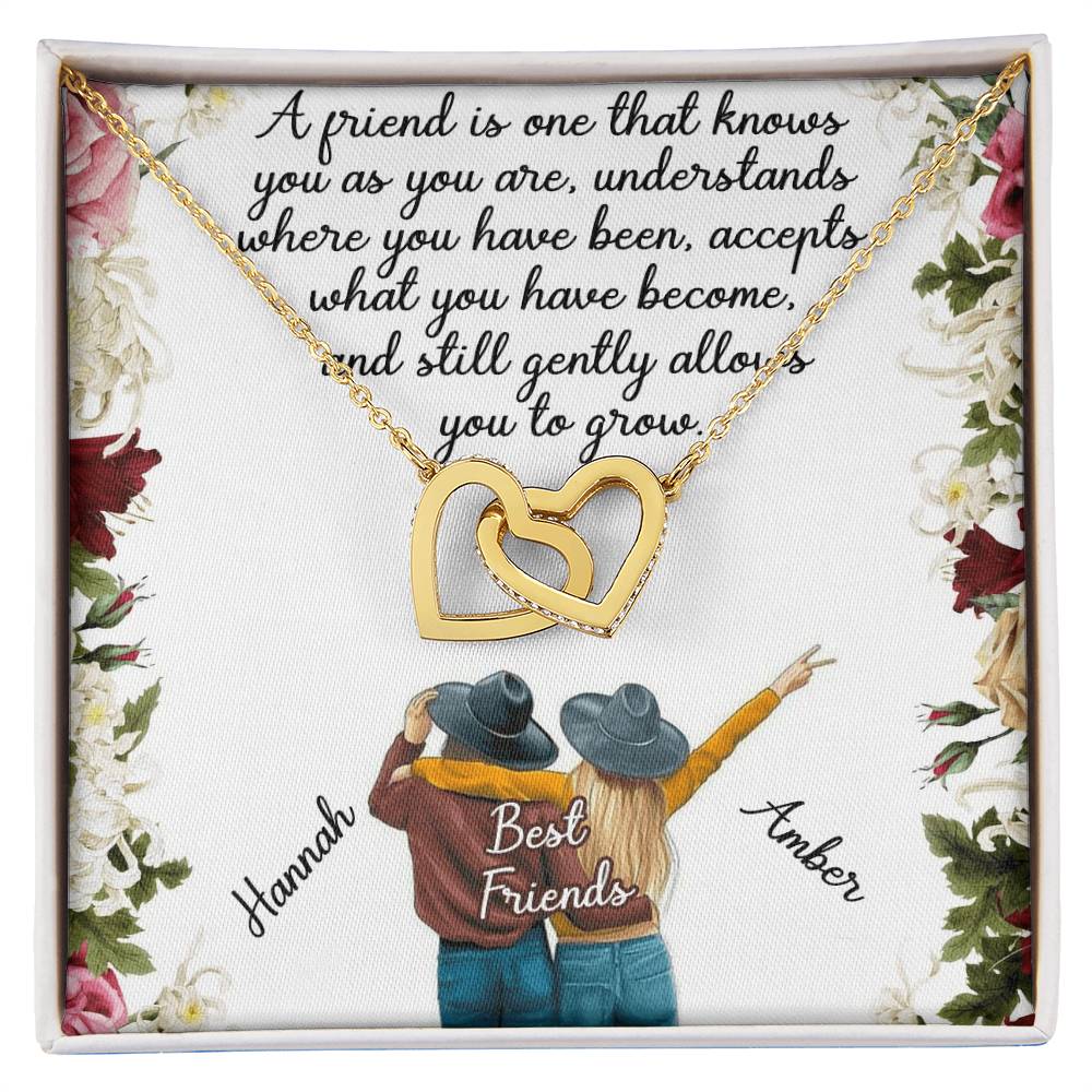 Best Friend Gift Necklace Interlocking Hearts Necklace Gift For Best Friend Birthday Gift For Friend Bff Necklace Gift Custom Name Card