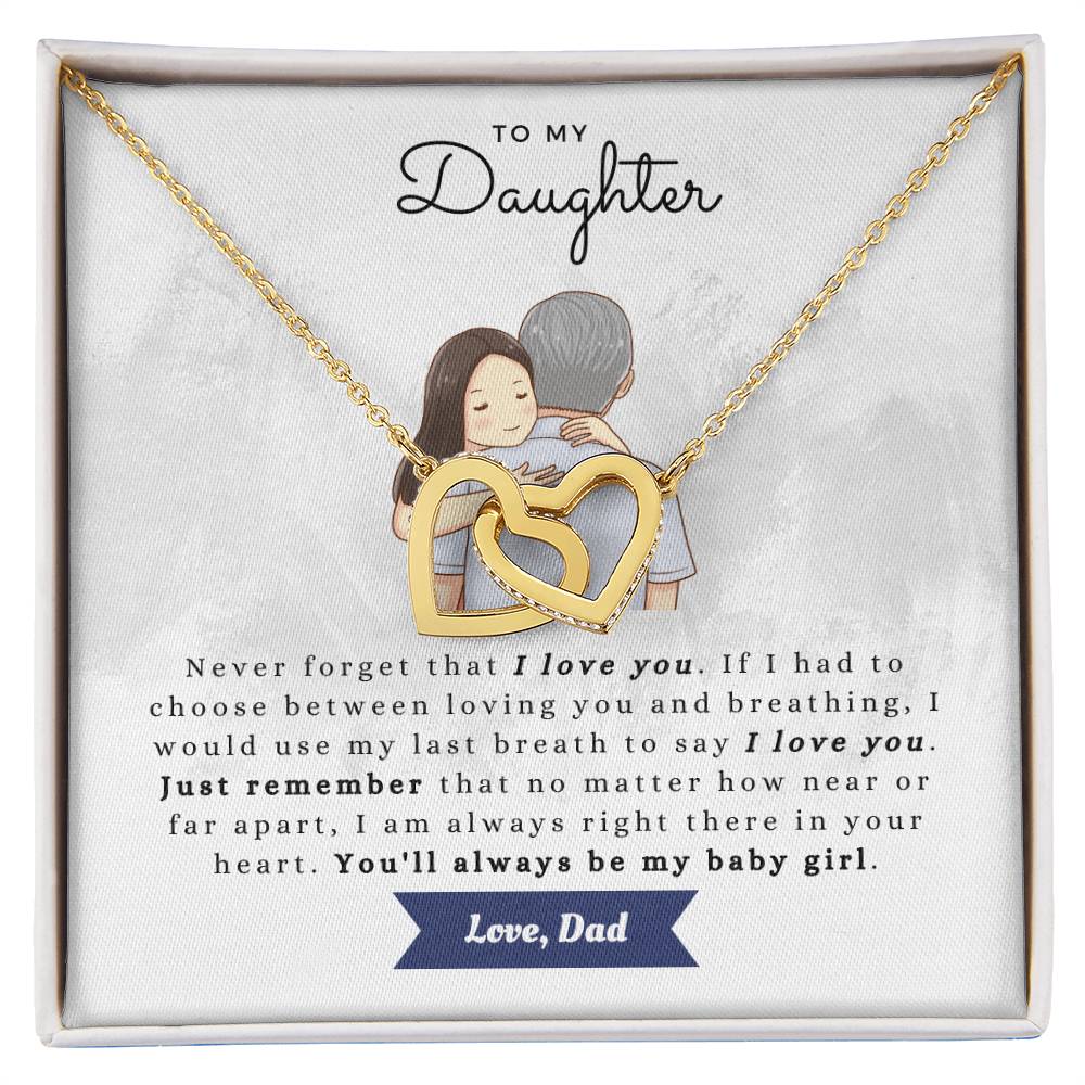 To My Daughter Never Forget Necklace Gift Set Interlocking Hearts Necklace