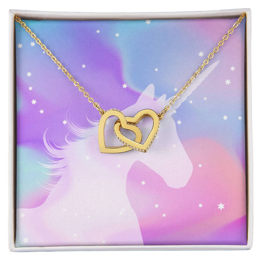 Unicorn Lovers Interlocking Hearts Necklace