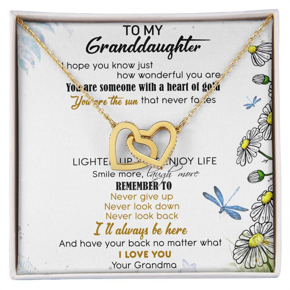 To My Granddaughter Interlocking Hearts Necklace Message Card