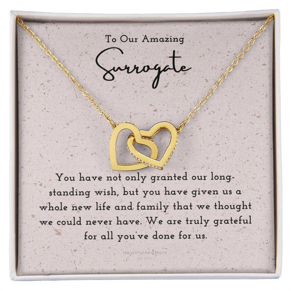 Surrogate Appreciation Gift Surrogate Gift Surrogate Gift With Message Card Surrogate Transfer Day Thank You Gift Interlocking Hearts Necklace
