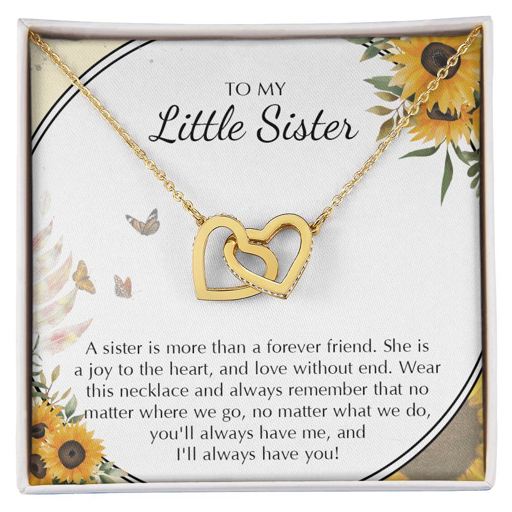 To My Little Sister Necklace Gifts Little Sister Birthday Gift For Little Sister Jewelry Gift For Sister Interlocking Hearts Necklace