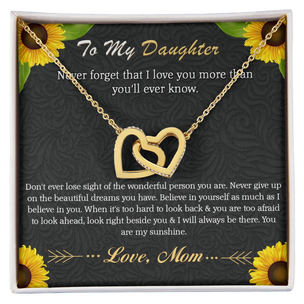 To My Daughter - Never Forget That I Love You More Than You'Ll Ever Know Interlocking Hearts Necklace
