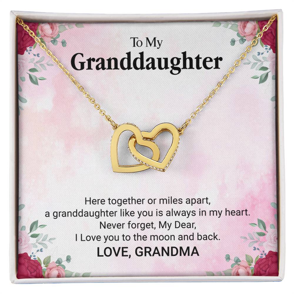 To My Granddaughter-Here Together-Lecklace Interlocking Hearts Necklace