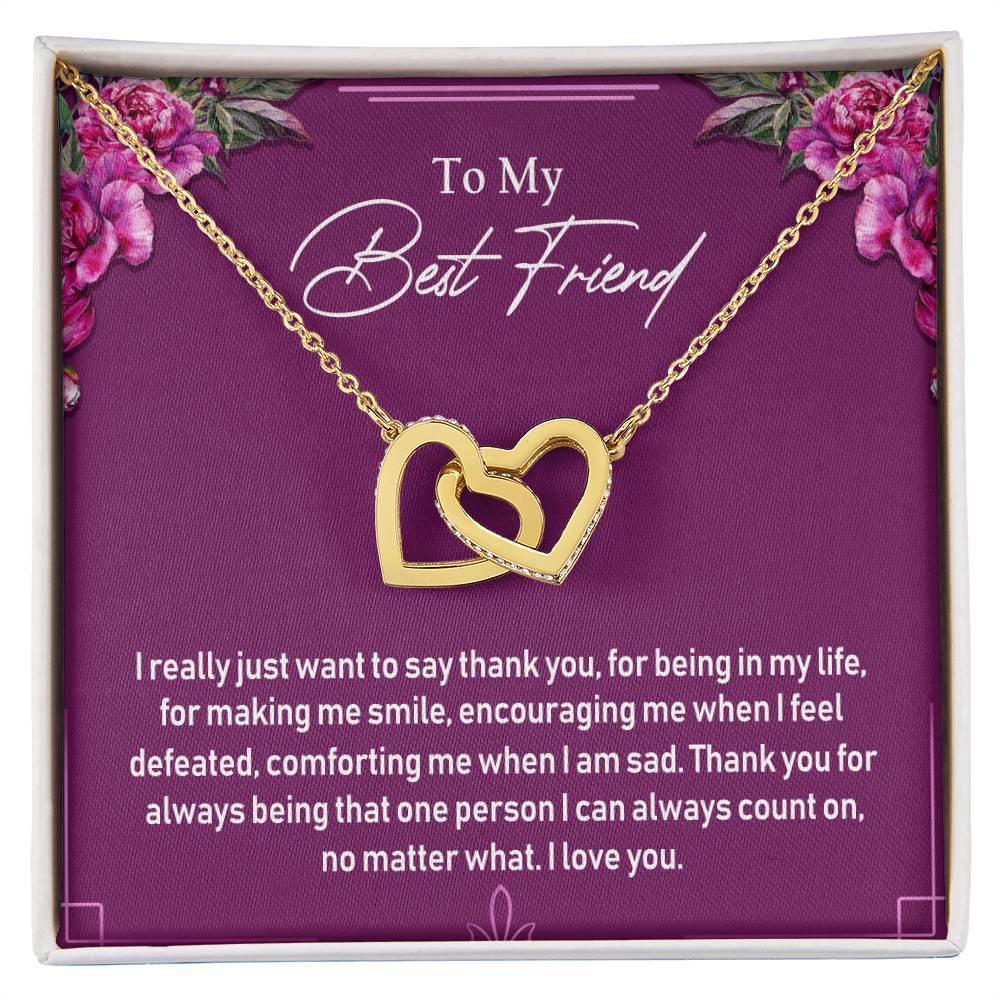 To My Best Friend Interlocking Hearts Necklace Message Card