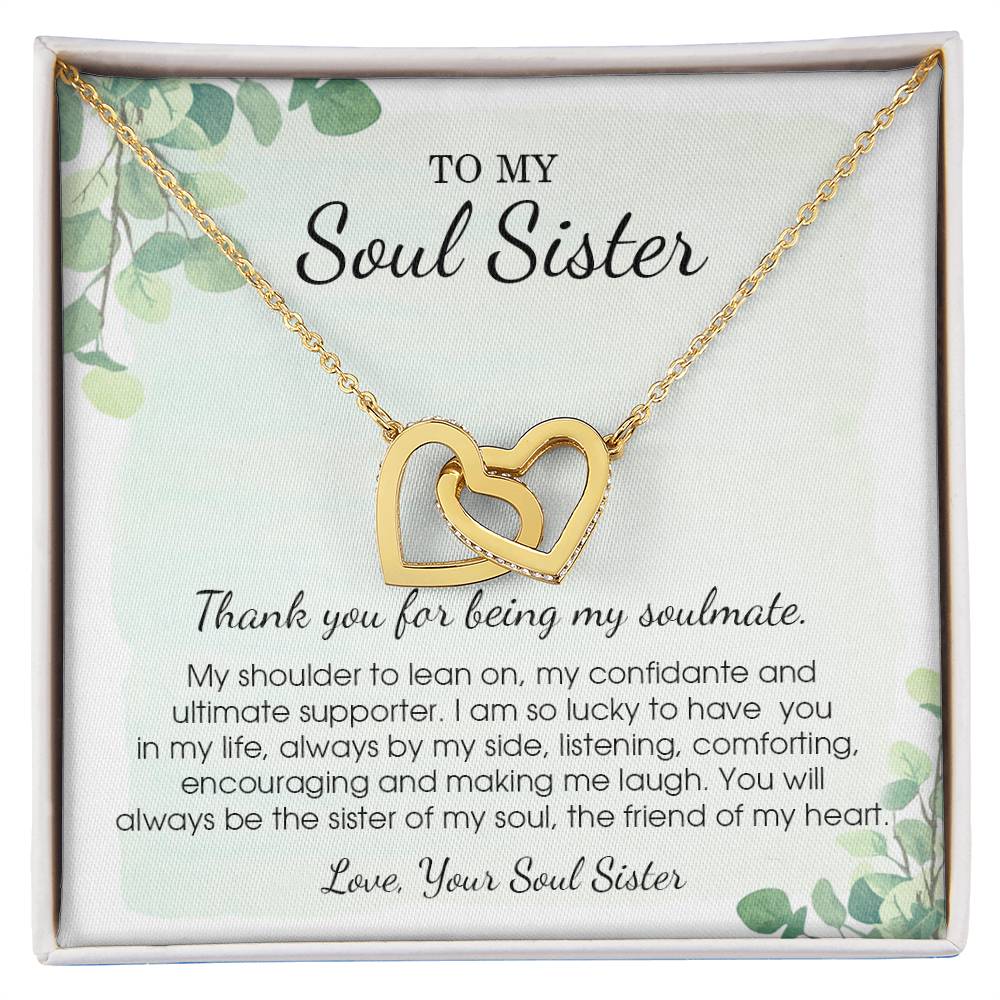 To My Soul Sister Necklace Friendship Necklace To Soul Sister Unbiological Sister - Bff Gifts For Birthday Interlocking Hearts Necklace
