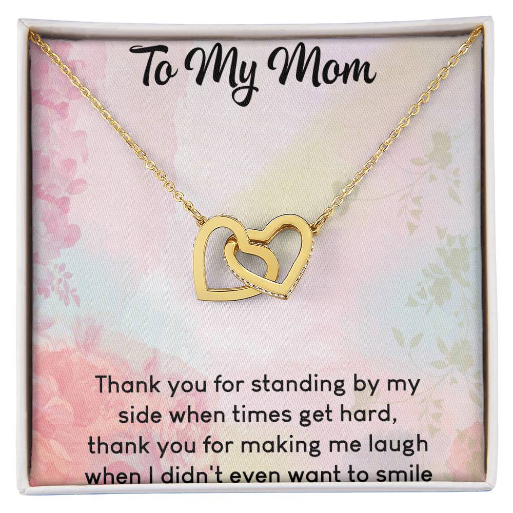 To My Mom Interlocking Hearts Necklace Message Card