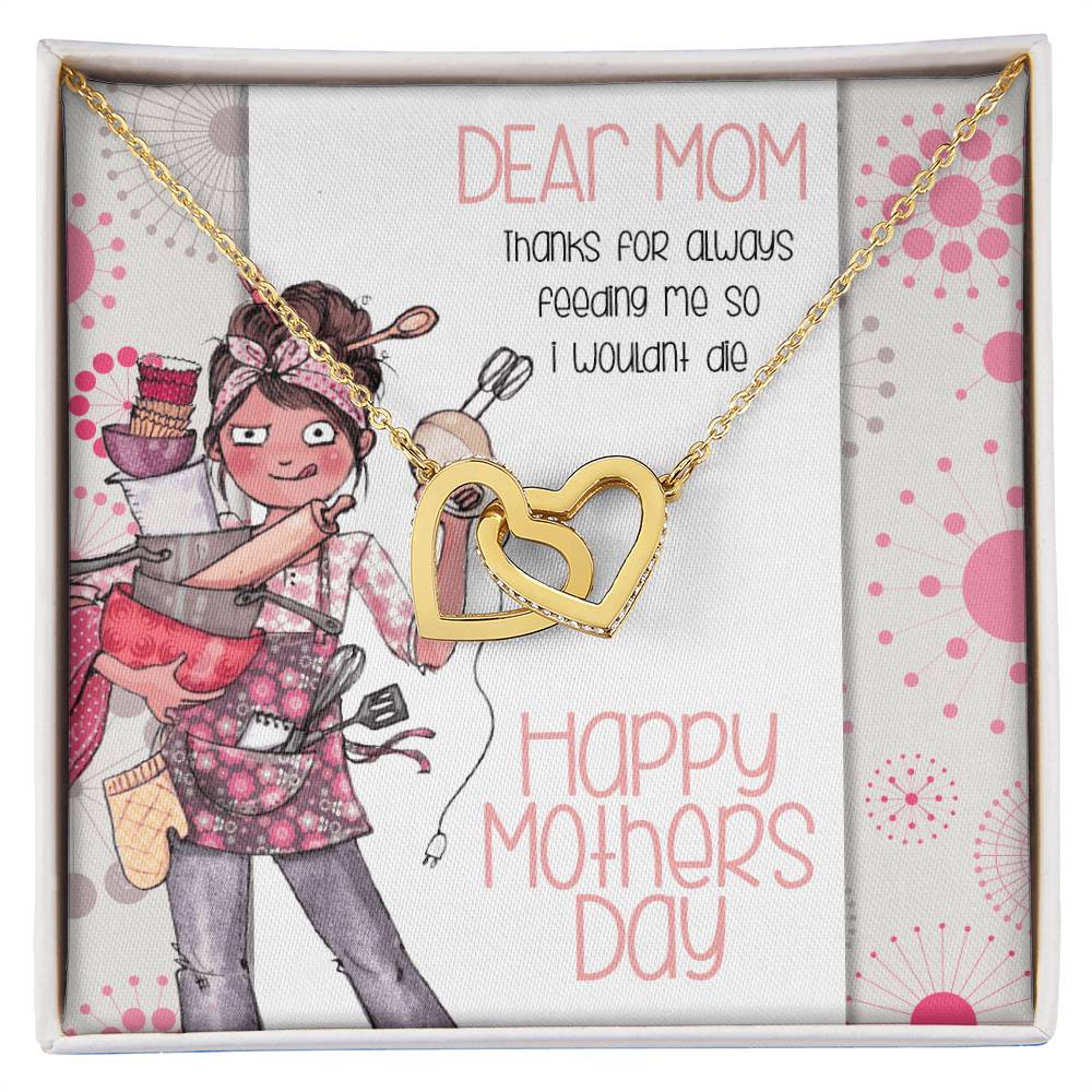 Thanks For Feeding Me Mothers Day Linked Hearts Necklace Interlocking Hearts Necklace