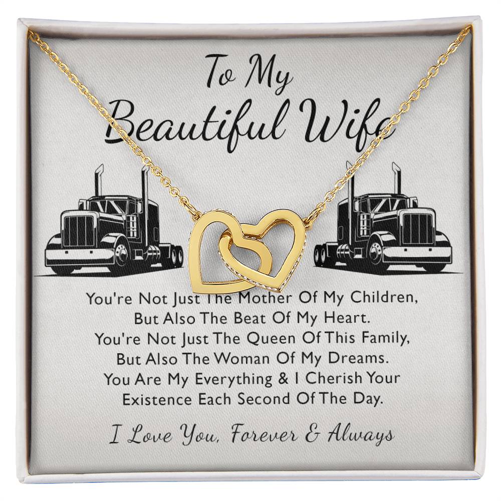 To My Beautiful Wife - Forever Heart Interlocking Hearts Necklace