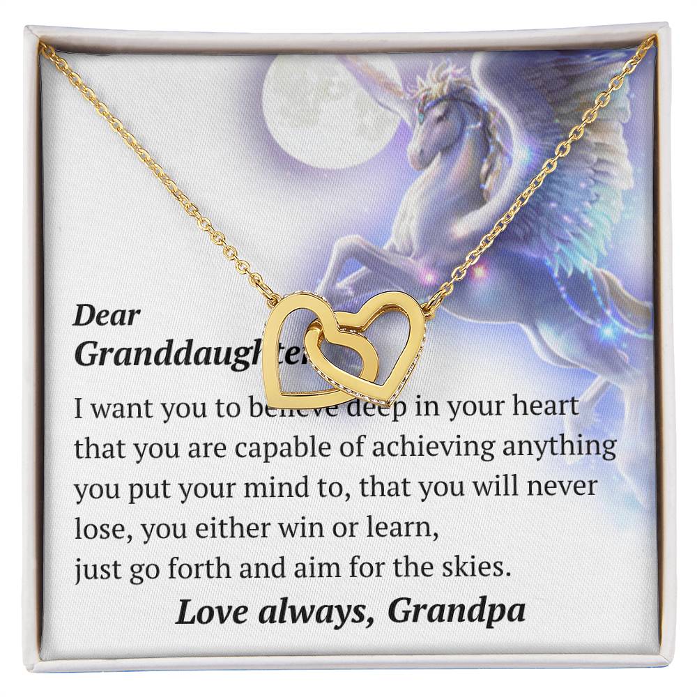 Dear Granddaughter Pegasus Necklace Interlocking Hearts Necklace