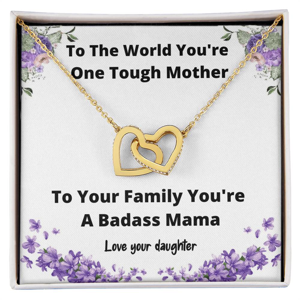 Necklace From Daughter One Tough Mother Gift Idea For Mom Jewelry For Mom Mother Daughter Gift Interlocking Hearts Necklace