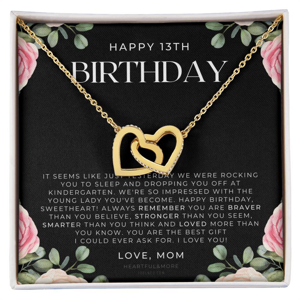 Gift For 13 Year Old Girl Gifts 13Th Birthday Girl 13Th Birthday Gift Thirteenth Birthday Necklace Teen Birthday Gift Official Teenager Interlocking Hearts Necklace