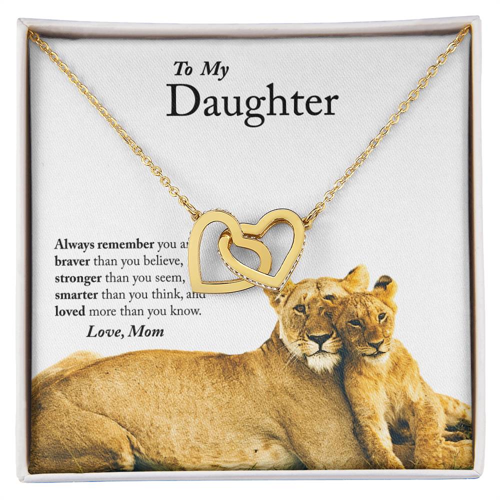To My Daughter - Always Remember - Interlocking Hearts Necklace