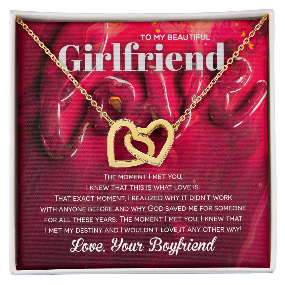 Two Hearts Necklace For Girlfriend - God Saved Me For You Interlocking Hearts Necklace