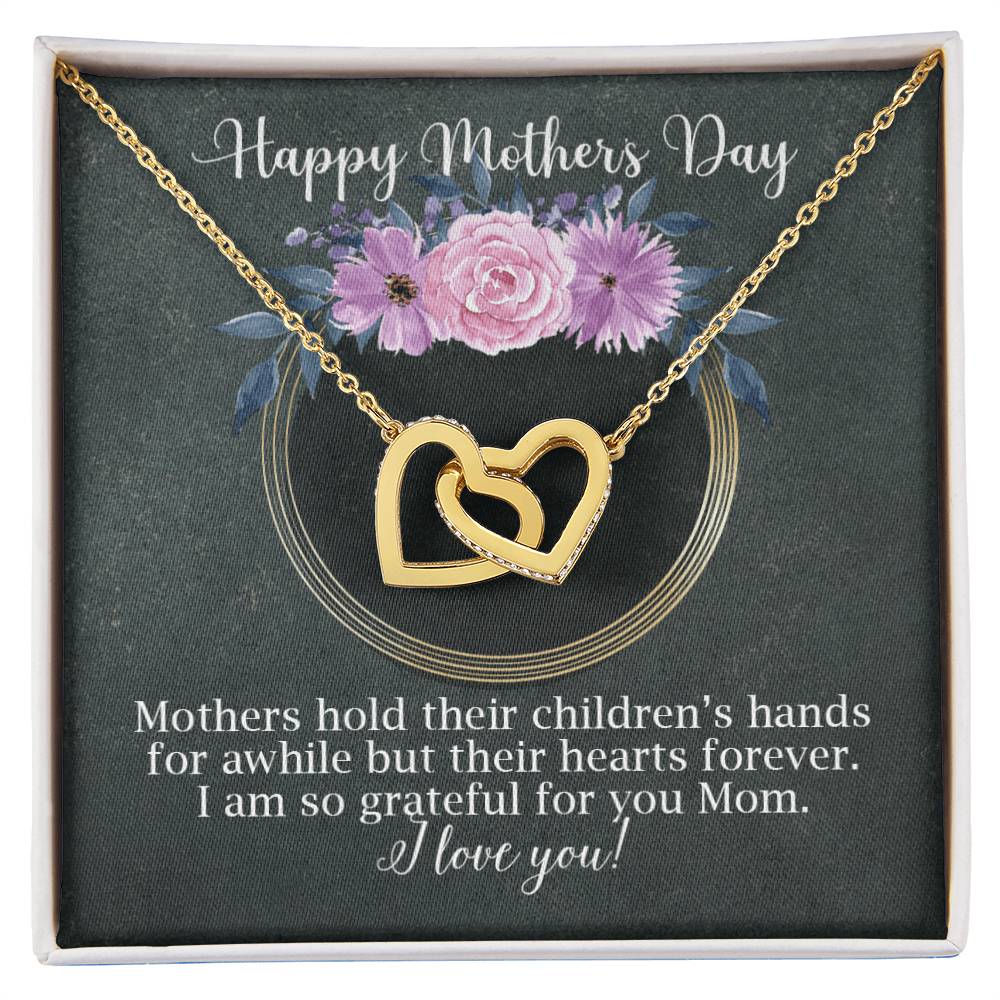 Interlocking Hearts Necklace For Mom Black And Floral For Mother'S Day