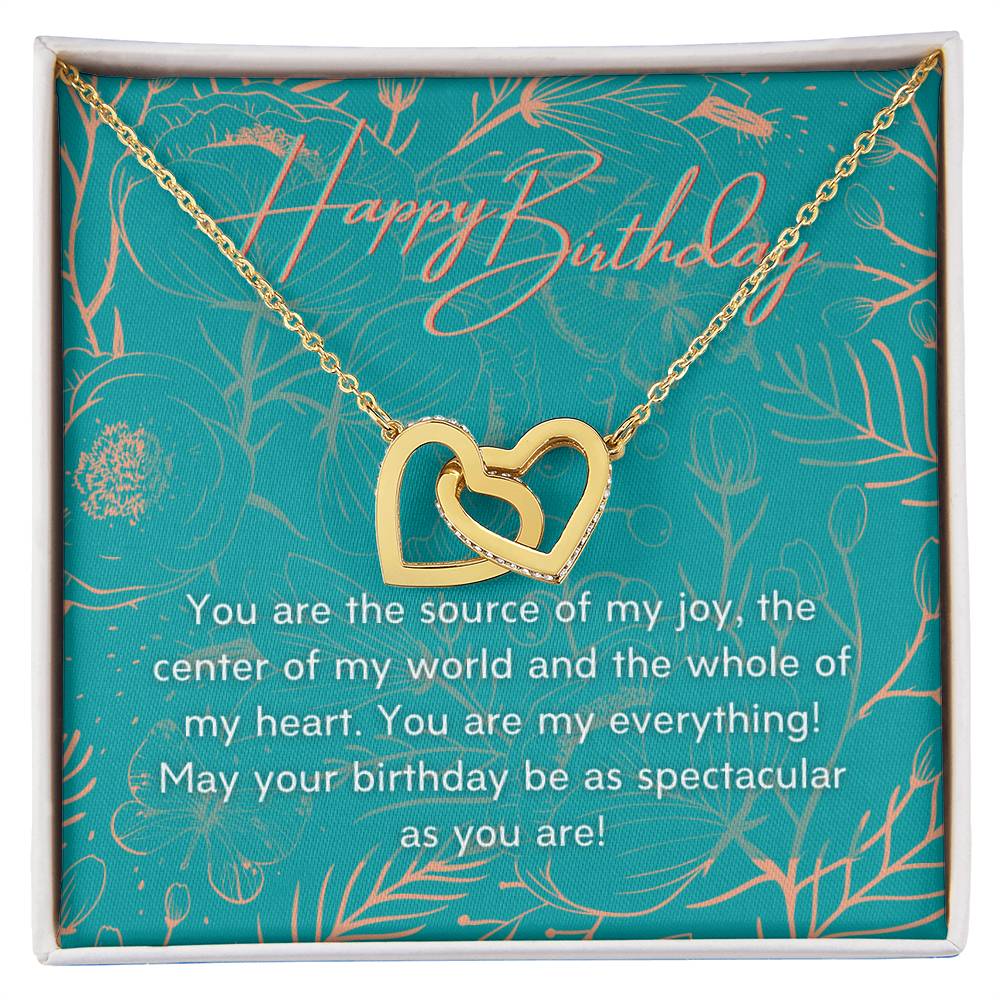 To My Daughter Happy Birthday - Connected Hearts Interlocking Hearts Necklace