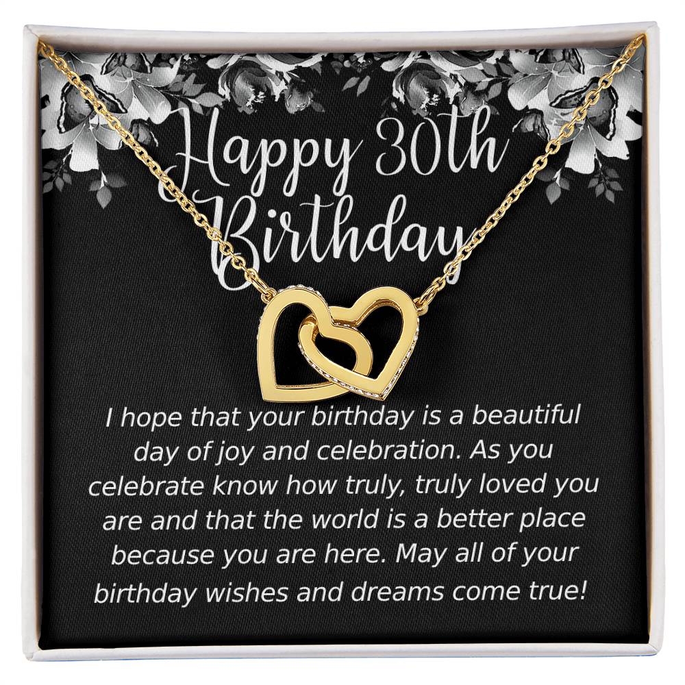 Happy Birthday 30 Year Old 1 Interlocking Hearts Necklace
