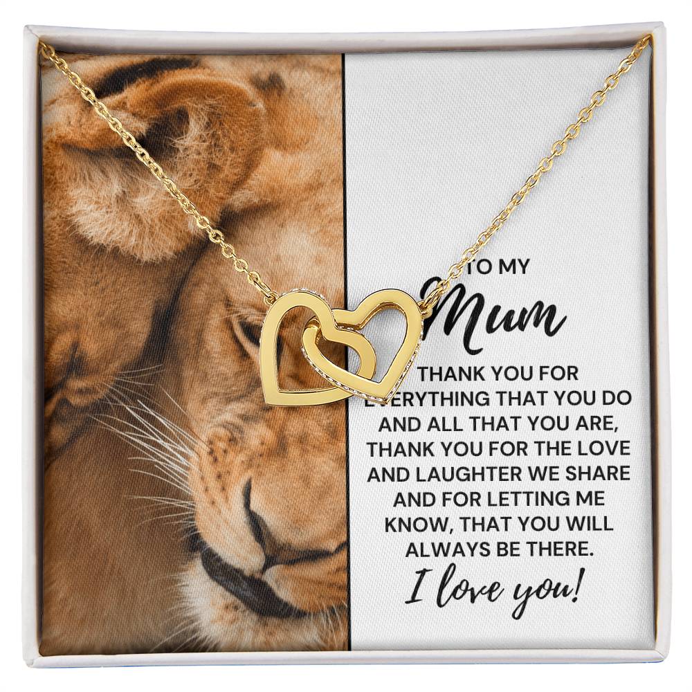 To My Mum - Thank You For Everything That You Do - Necklace Interlocking Hearts Necklace