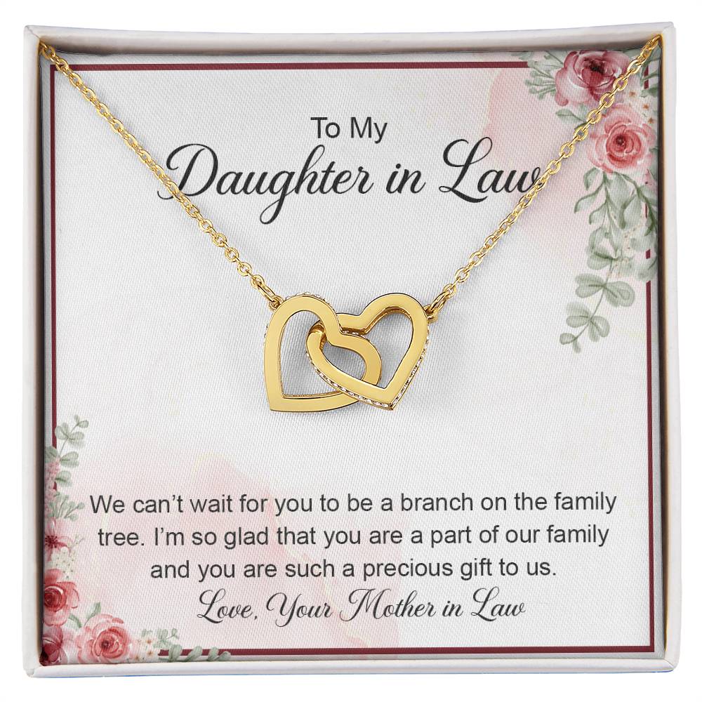 To My Crazy Daughter In Law - Mother Love For Daughter - Forever Relation Interlocking Hearts Necklace