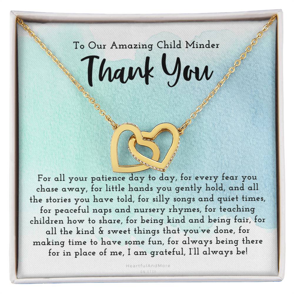 Thank You Gift For Child Minder Child Minder Appreciation Gift Child Minder Leaving Gift Childminder Christmas Gift Child Minder Necklace Interlocking Hearts Necklace