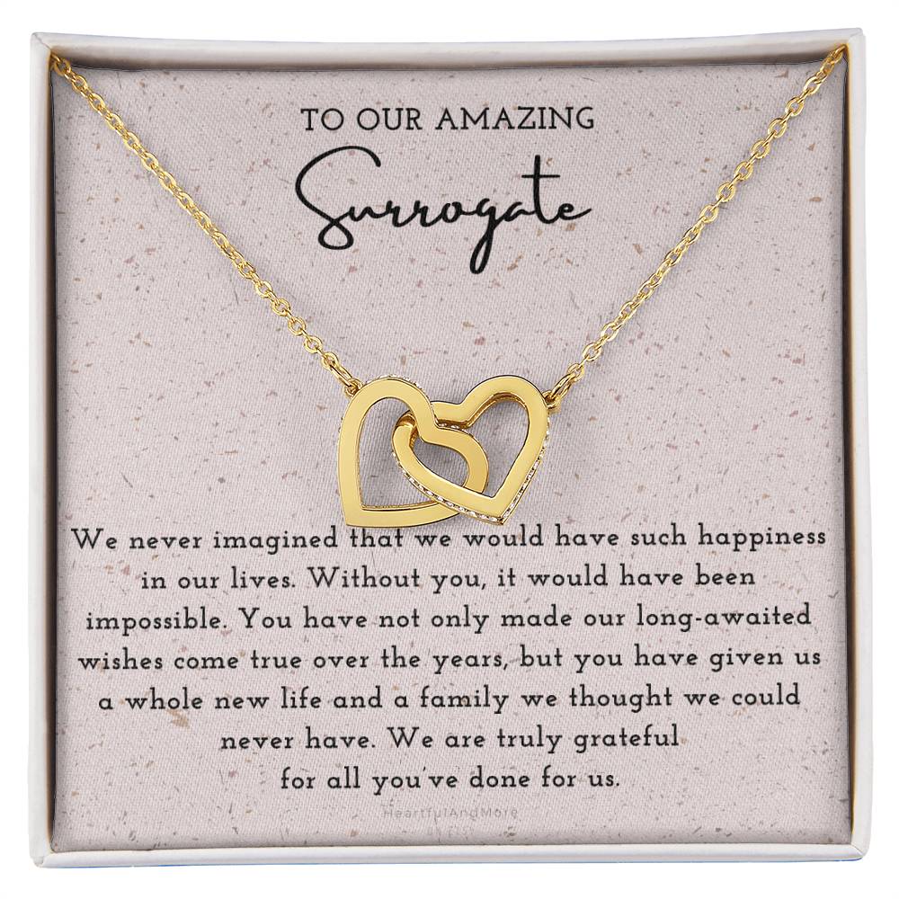 Surrogate Appreciation Gift Surrogate Gift Surrogate Gift With Message Card Surrogate Transfer Day Thank You Gift Interlocking Hearts Necklace