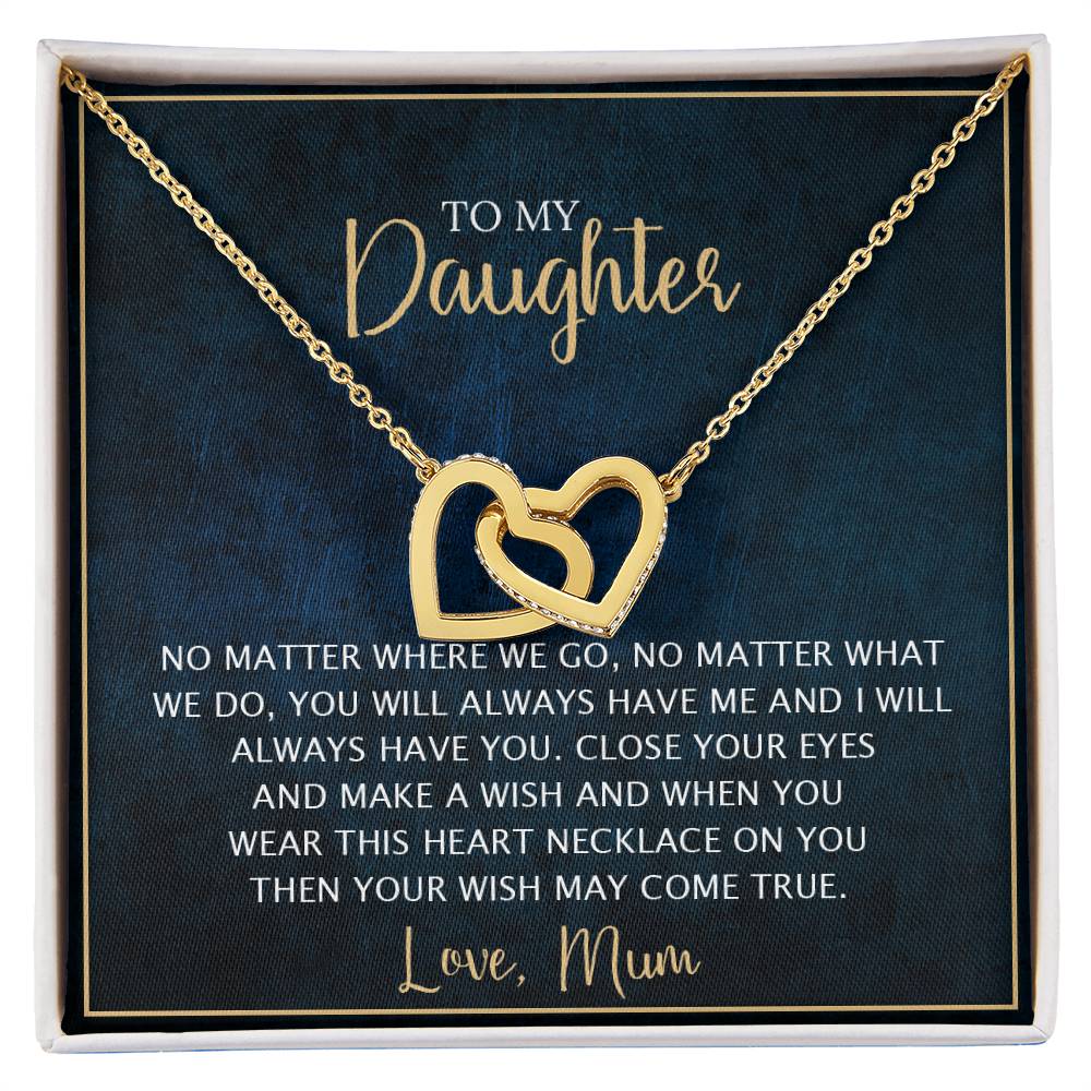 To My Daughter - Unique Heart Bonding Necklace Gift Set Interlocking Hearts Necklace