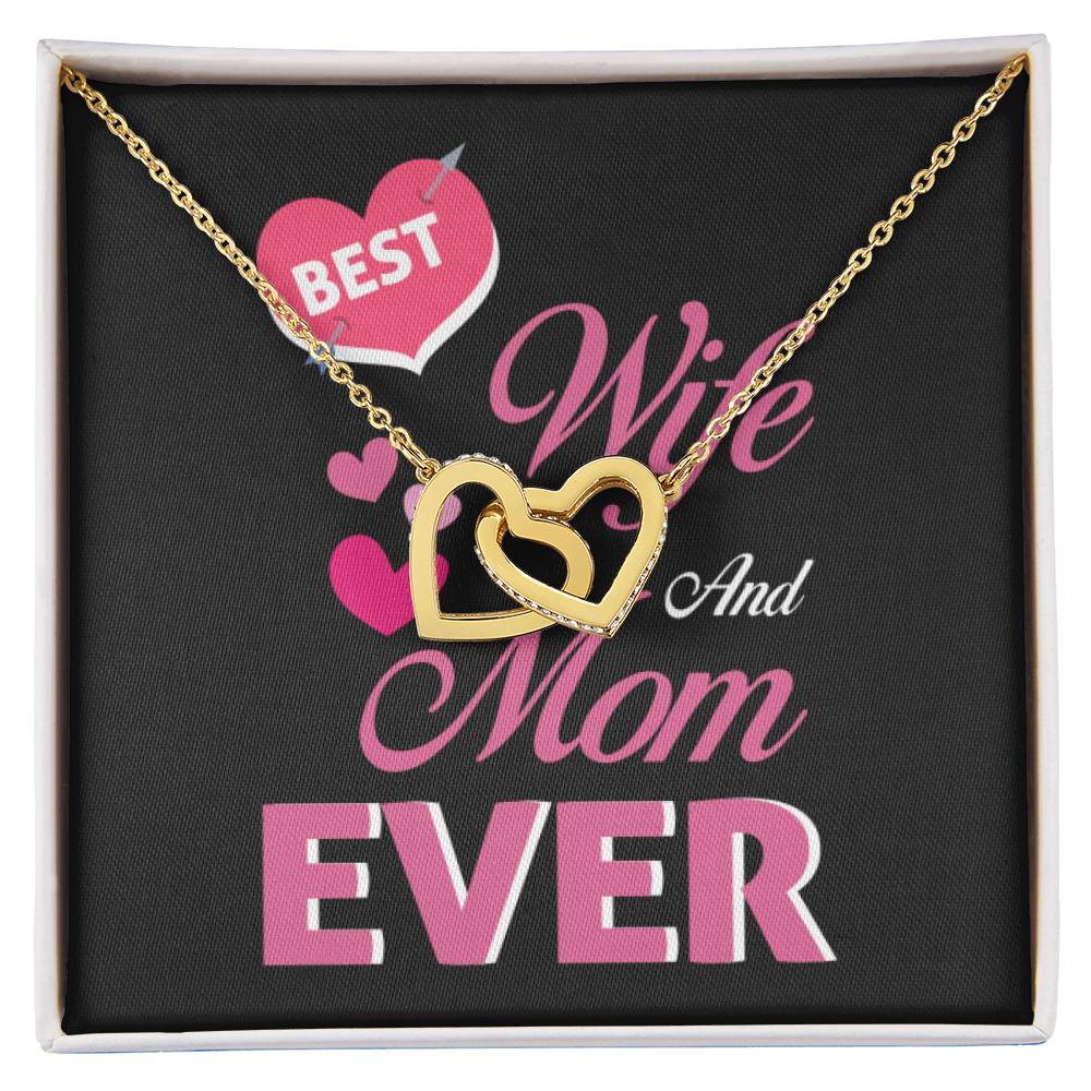 Best Wife And Mom Ever Interlocking Hearts Necklace