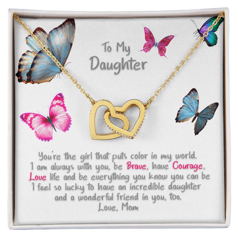 Daughter Butterfly - Hearts Necklace Interlocking Hearts Necklace