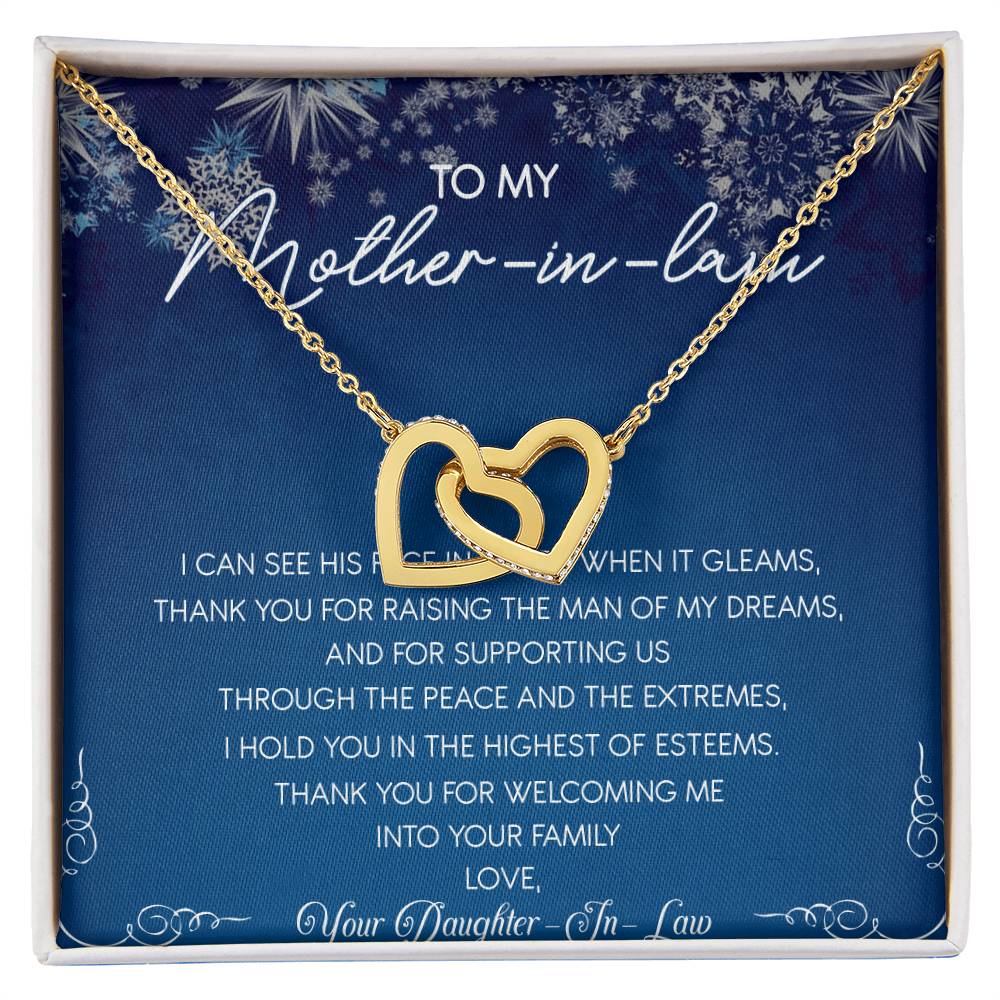 To My Mother-In-Law Interlocking Hearts Necklace Message Card