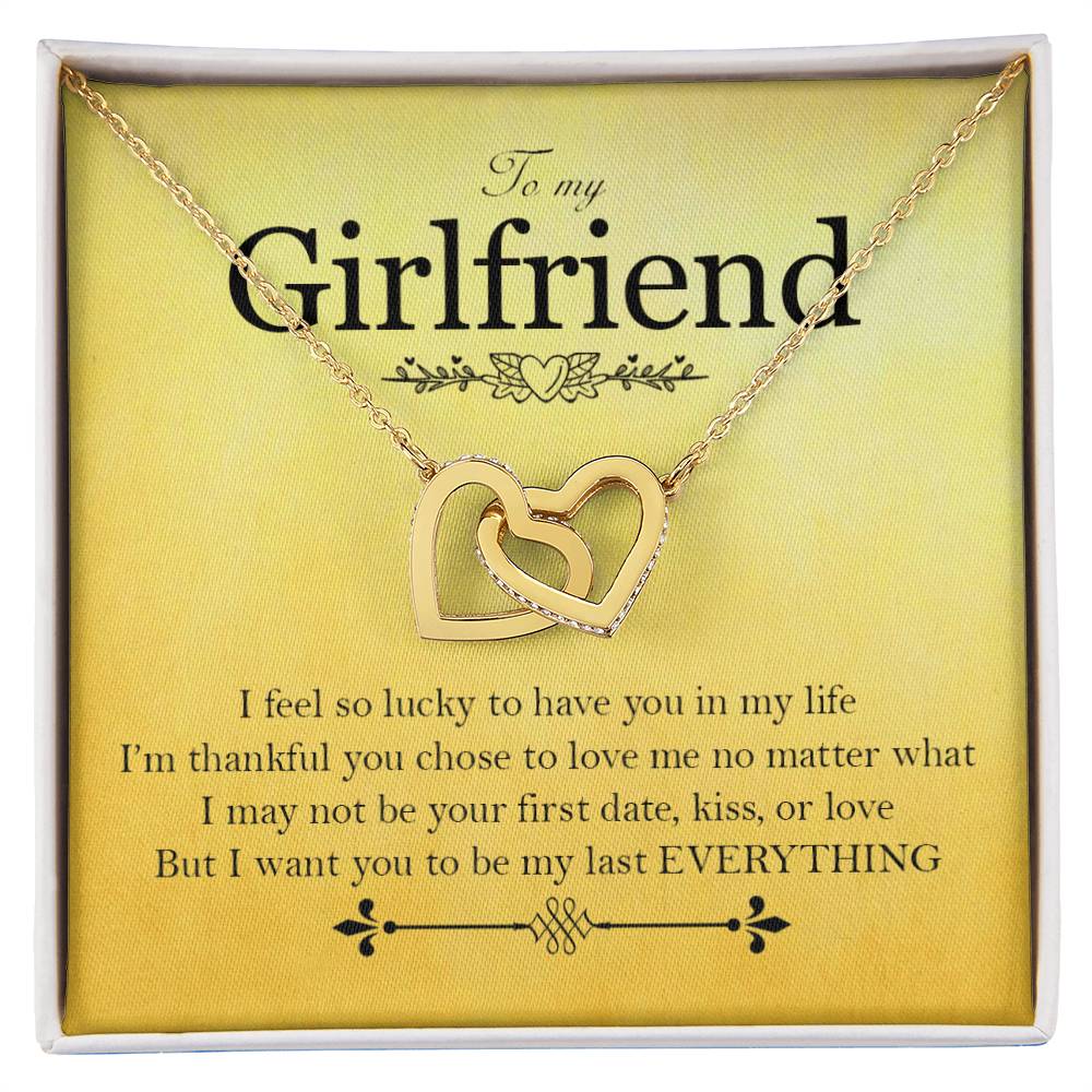 To My Girlfriend - Love Card And Necklace K Interlocking Hearts Necklace