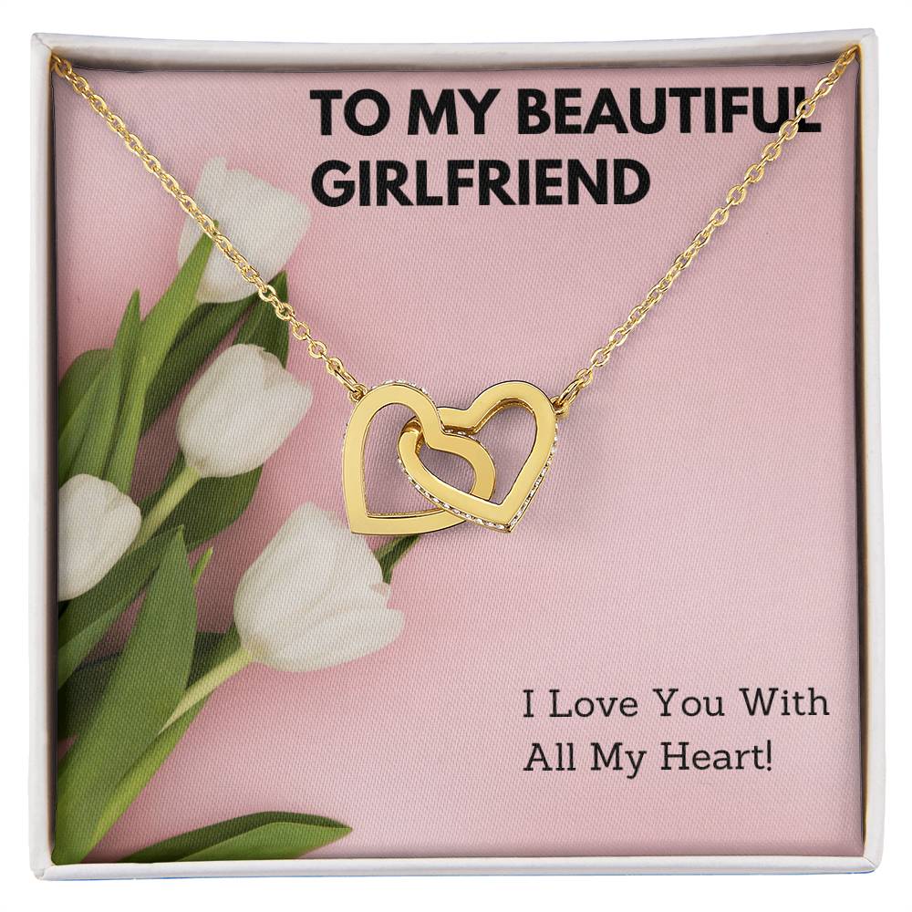 To My Beautiful Girlfriend Double Hearts Necklace Interlocking Hearts Necklace